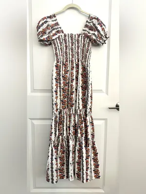 OPT Daphne Smocked Dress Small White thumbnail 5