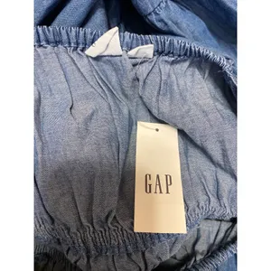 NEW Gap Blue Sleeveless Tiered Ruffle Chambray Denim Jean Mini Blouson Dress XL thumbnail 3