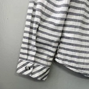 Mountain Hardwear Tunic Top Size Medium Gray White Striped Lace Up Beach Coastal thumbnail 7
