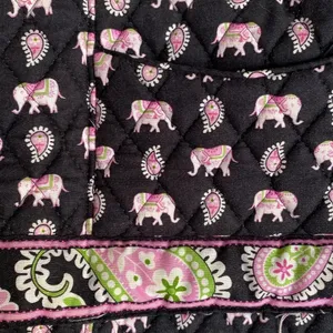 Vera Bradley Elephant Print Black Pink Purse Handbag‎ Paisley Vintage Shoulder thumbnail 3