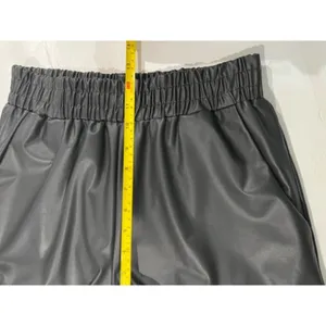 First Love Faux Leather Wide Leg Elastic Waist‎ Cropped Pants S thumbnail 5