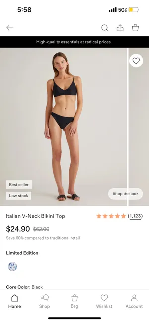 New Quince Italian V-neck Bikini Top Size Small thumbnail 4