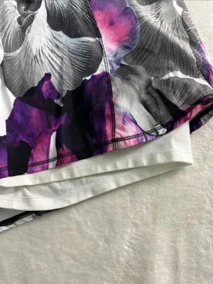 CALIA White Athletic Shorts with Pink & Purple Floral Print thumbnail 2