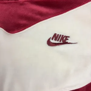 Nike Hoodie Womens Small Red Velour Pullover Cropped Hooded Lined Embroidered thumbnail 3