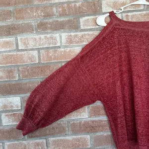 We The Free Chill Out Oversized Cold Shoulder Shirt Heathered Berry XS thumbnail 5