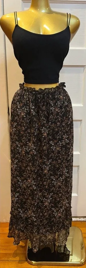 Thirty/Thirty floral print maxi skirt elasticized ruffled waistline Size Xs thumbnail 1
