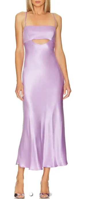 ASTR The Label Lilac Purple Satin Cutout Midi Dress Size Large L Slip Dress thumbnail 1