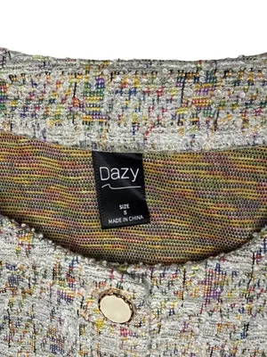 Dazy Multicolor Cropped Tweed Button thumbnail 4