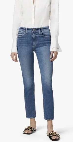 Favorite Daughter The Erin‎ High Rise Slim Straight Medium Indigo Jeans thumbnail 1