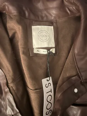 Cropped Faux Leather Jacket Brown Size XL thumbnail 2