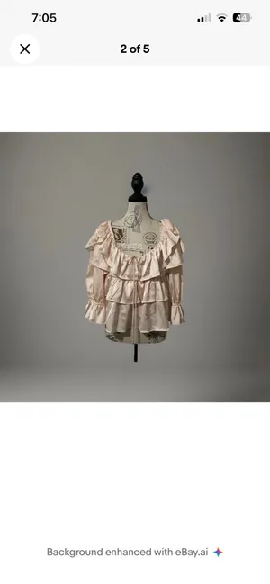Francescas Ella Ruffle Tiered Satin Blouse Pink Off Shoulder Coquette NWT Medium thumbnail 4