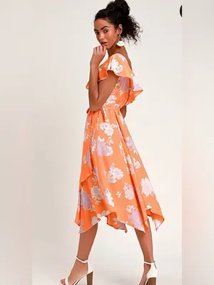 Lulu's Size XL Garden of Joy Floral Ruffled Wrap Dress w/Asymmetrical Hem NWT thumbnail 6
