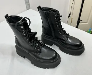 Womans NWT NOBO Platform Combat Boots 8.5 Black Lace Up Side Zip thumbnail 1
