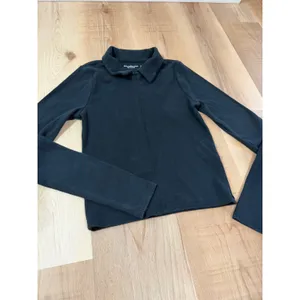 Abercrombie & Fitch Soft A&F Rib Full Zip Long Sleeve Top Black Medium thumbnail 7