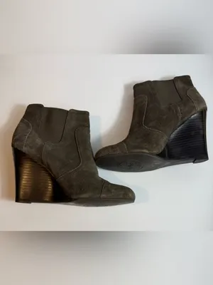 Tory Burch Adrienne Suede Wedge Ankle Booties‎ Taupe Brown Size 7M thumbnail 8