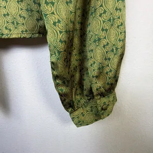 Urban Outfitters medium satin 70's retro disco willow tie green 60's party thumbnail 11