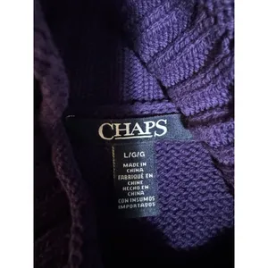 CHAPS Women Size Large Knit Sweater Purple Long Sleeve Mock Neck‎ Winter Holiday thumbnail 3