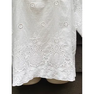 Lipslide White Embroidered Blouse M Cotton Cutwork Floral Cottage Fairy Boho thumbnail 6