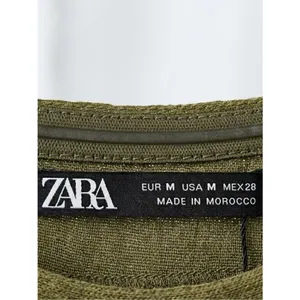 NWT Zara Women’s Textured Belted Olive Strapless Jumpsuit with Pockets Size M thumbnail 4