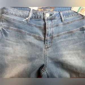 SEVEN 7 sz 16 Stretch light blue Denim TUMMYLESS JEANS Skinny High Waist thumbnail 3