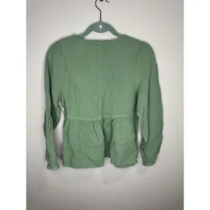 Madewell Women Sz Med Sage Green Peasant Boho Babydoll Top Cotton Gauze thumbnail 2