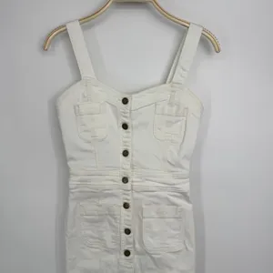 Ramy Brook Denim‎ Midi Dress 25/0 Ivory Button Front Sleeveless Utility Bodycon thumbnail 5