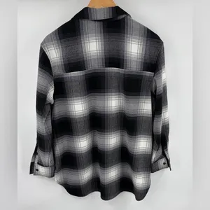 Abercrombie & Fitch women’s black plaid flannel oversized button front shacket M thumbnail 4