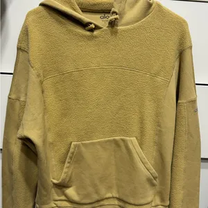 ALO Yoga Mustard Yellow Sherpa Hoodie Jacket thumbnail 1