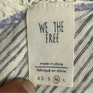 We the Free‎ Women's Size Medium Gray Cream Striped Tank Crop Top Flowy Summer thumbnail 5
