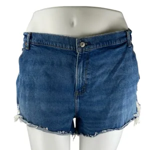 Abercrombie & Fitch The Mom Mid Rise Blue Distressed Denim Jean Shorts Size 24 thumbnail 1
