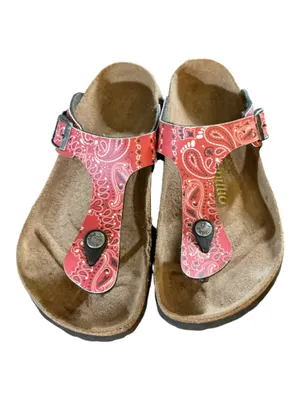 Papillio by Birkenstock Rom Thong Sandals Red Paisley Bandana Print Size 37 / US 6 thumbnail 2