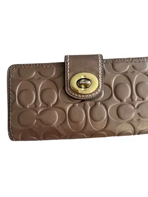 COACH Bronze Leather Kisslock Clutch Zip Wallet thumbnail 9