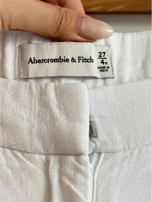 Abercrombie A&F Sloane Linen Blend Tailored Wide Leg Pants White Size 27 4R thumbnail 5