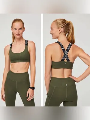 Figs 300 Performance Underscrub Olive Green Logo-Strap Sports Bra XL thumbnail 2