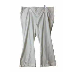 Old Navy Flare Pants 24 Plus Stretch Cotton Mid Rise Wide Leg Cream Casual thumbnail 3