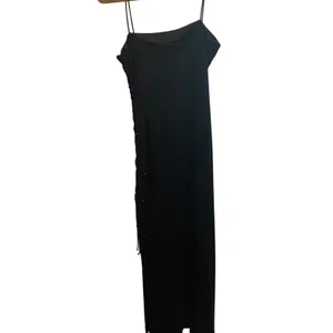 Niki by Niki Livas Black Beaded Lace Up Side Maxi Dress Formal Gown Size 6 HOCO thumbnail 7