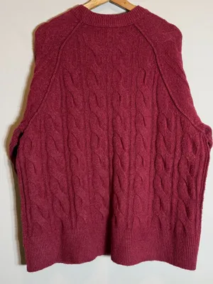 Aerie unREAL Cable Knit Sweater Pullover Women's Small Red Chunky Knit Soft Cozy thumbnail 7