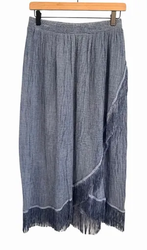 VTG Anna Western Boho Fringe Maxi Wrap Skirt Size M Festival Coastal Cowgirl thumbnail 1
