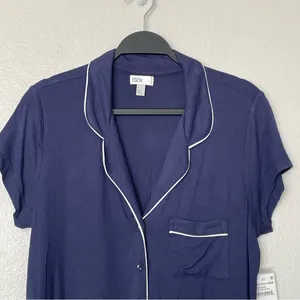 NWT Nordstrom Rack Tranquility Pajama Top in Navy Peacoat Buttons Size Small thumbnail 3