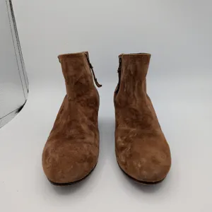 Trask Vivian‎ Brown Suede Leather Ankle Boots 9.5M Block Heel Side Zip 36-0946 thumbnail 3