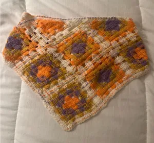 Revolve Orange Purple Cream Crochet Open Knit Head Scarf Hat Accessory Summer Boho Bohemian thumbnail 1