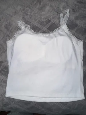 Women white cherry blossoms top with build in bra size M thumbnail 3