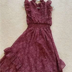 Avec Les Filles Red/Maroon Ruffle Dot Maxi Dress Sz 10 thumbnail 3