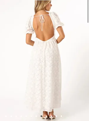 Lace White Open Back Dress Size M thumbnail 2