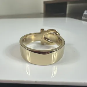 Salvatore Ferragamo Gold Tone Gancini Scarf Ring W/ Box thumbnail 5