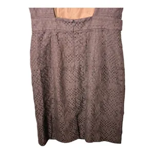 Milly Bark Brown Textured Sheath Dress Womens 8 Gold‎ Button Open Back Mod NWT thumbnail 12