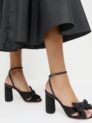 Elegant Black Bow Slingback Heels Size 7.5 thumbnail 1