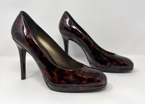 Stuart Weitzman Tortoiseshell Patent Platform Pumps – Size 7M – Stiletto Heels thumbnail 1