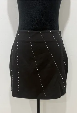 Black Rhinestone Studded Mini Skirt Size 6 thumbnail 1