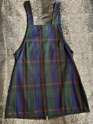 Womens small Forever 21 Plaid zip front pinafore/overall dress-navy/green/red thumbnail 3